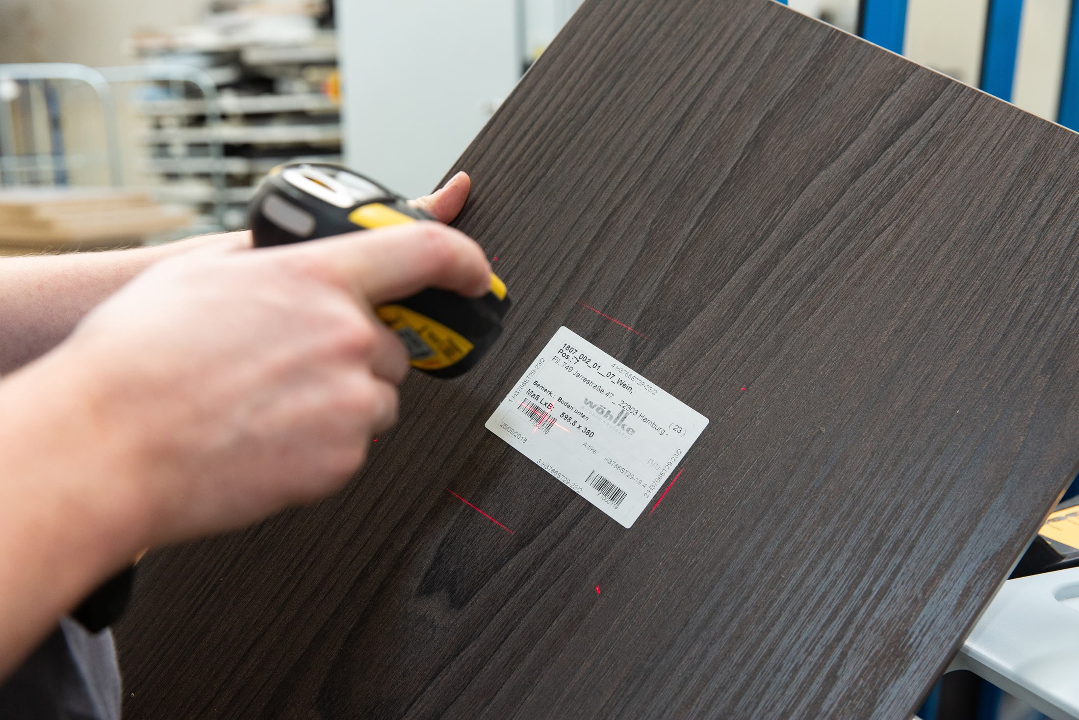 Scannen eines Barcodes auf einem Paneel